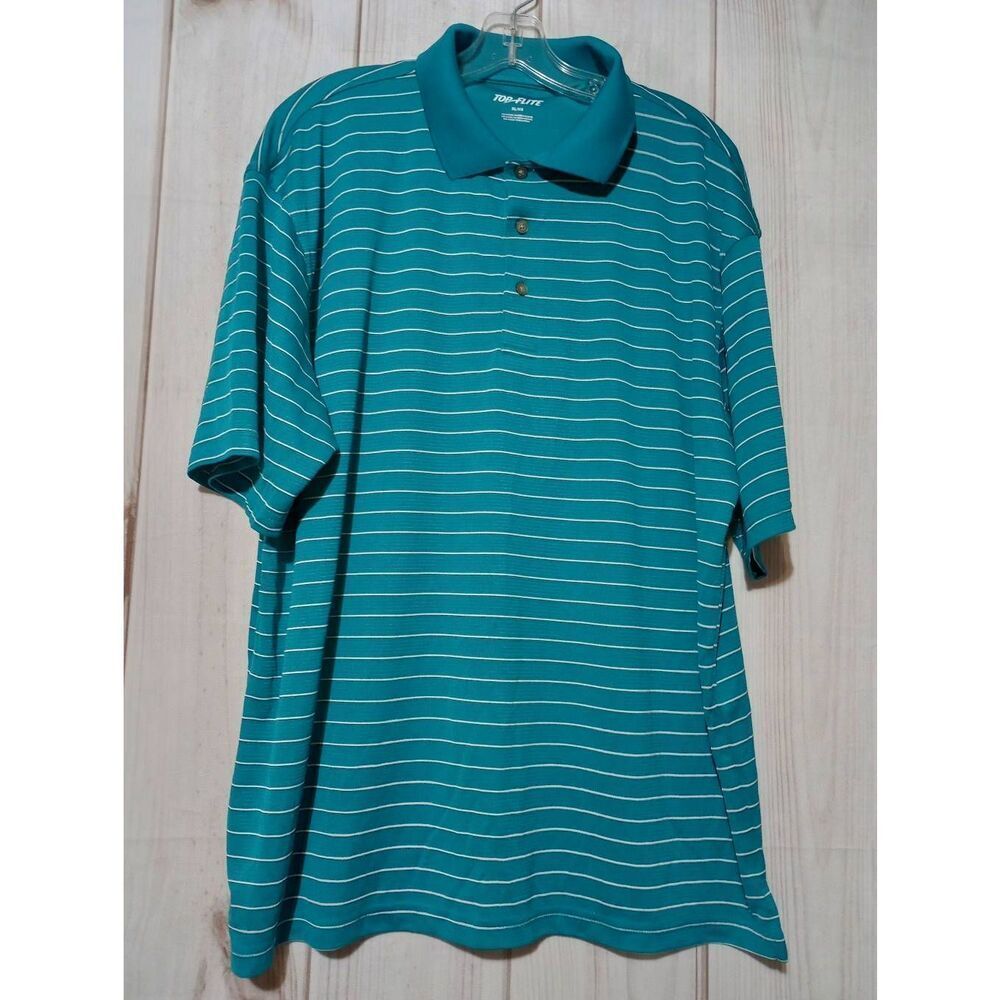 Top Flite Shirt Men's Extra Large Turquoise Polo Short Sleeve Breathable Moistur